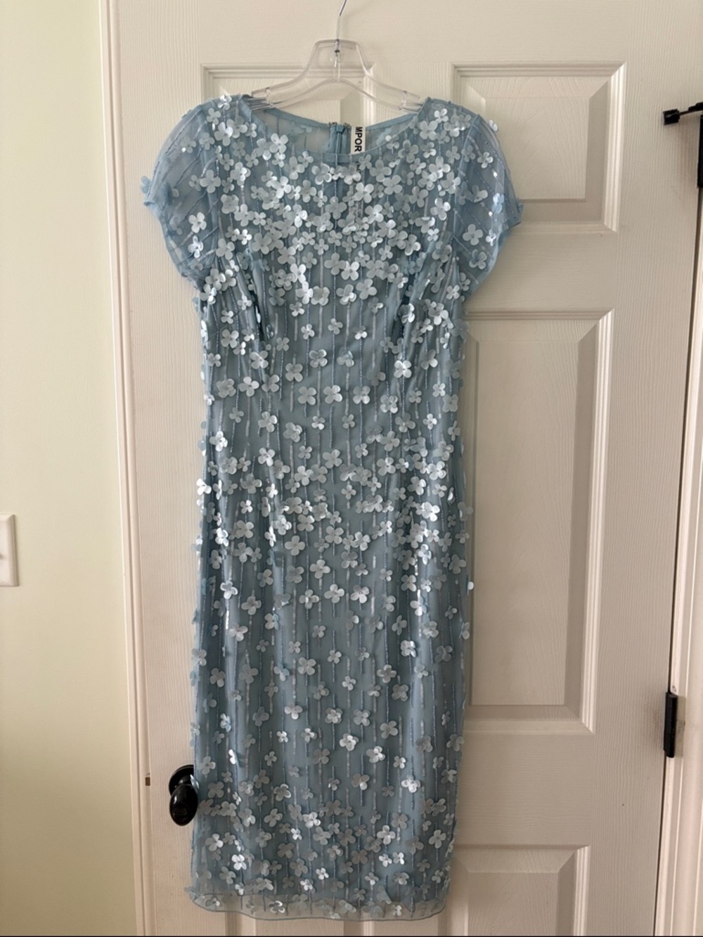 LARA Periwinkle Floral Appliqué Dress